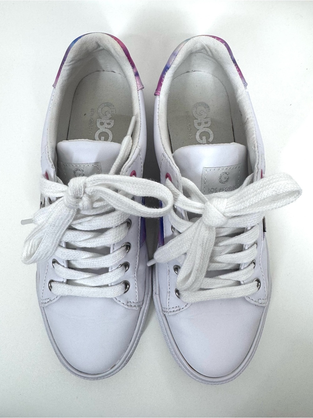 GBG G By Guess Colorblock Pink & Blue Tie Dye White Mover Sneakers Size 5.5 - Picture 13 of 16